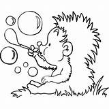 Coloring Hedgehog Blowing Bubbles Herbst Igel Malvorlagen Ausmalvorlagen sketch template