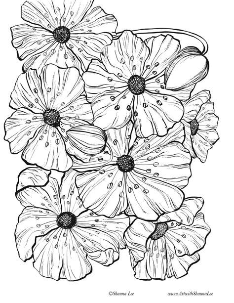 flower bouquet coloring page art  shauna lee
