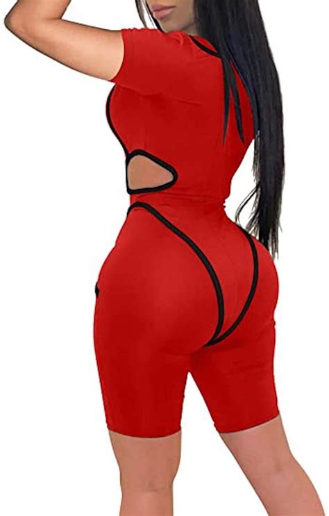 Jumpsuit Romper For Women Trendy Bodycon Sexy Club Dress Red