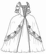 Gown 1700s Coloring Ball Pages Dolls 18th Century Fashion Choose Board Click Drawings Version sketch template