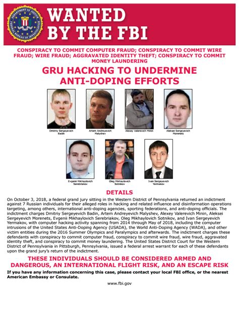 gru hacking to undermine anti doping efforts — fbi