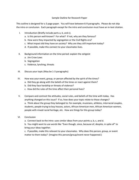 sample outline  research paper