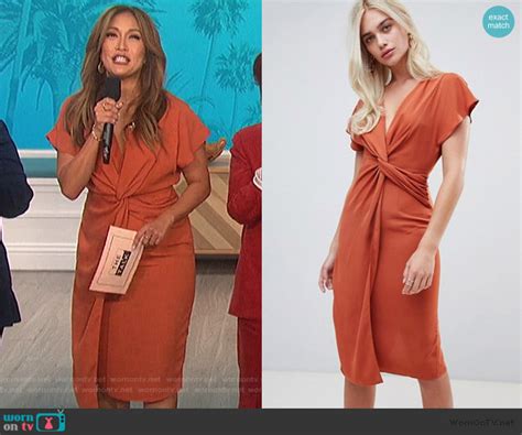 Wornontv Carrie’s Orange Twist Front Dress On The Talk Carrie Inaba