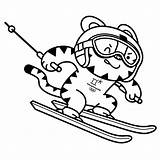 Winterspelen Olympische Pyeongchang Kleurplaat Kleurplaten Afdaling Alpine Skien sketch template