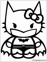 Batman Kitty Hello Pages Decal Vinyl Sticker Coloring Color Online sketch template