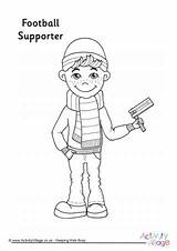 Colouring Football Supporter Pages Soccer Player Scarf Hat sketch template