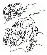 Coloring Angels Clouds Two Angel sketch template