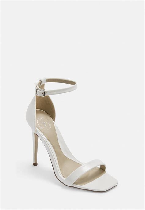 white wide fit barely there heels missguided
