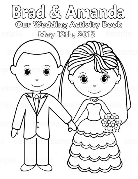 printable personalized wedding coloring activity  sugarpiestudio