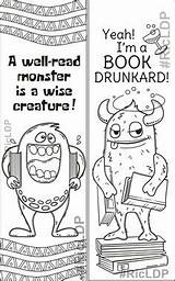 Monster Bookmarks Coloring Cute Drawings Bookmark sketch template