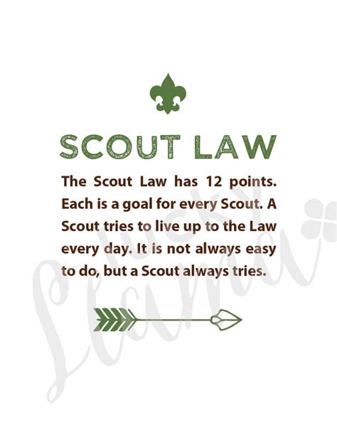 boy scout oath  law printable sign instant  etsy