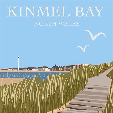 kinmel bay north wales travel print elysia gilman