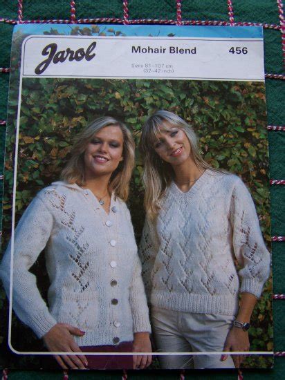 Vintage Jarol Knit Mohair Blends Vine Design V Neck Pullover And Cardigan
