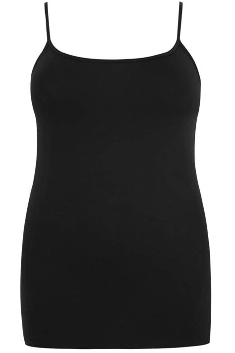 Black Cami Vest Top Plus Size 16 To 36