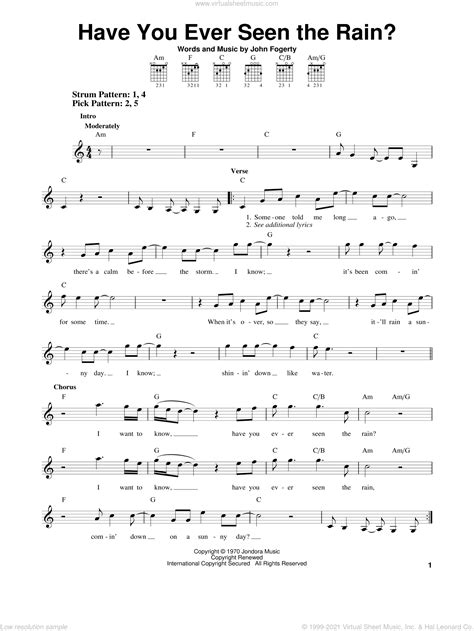revival have you ever seen the rain sheet music easy for guitar