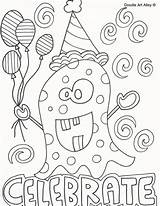 Coloring Birthday Pages Doodle Alley Happy Celebrate Colouring Sheets Monster Special Doodles Calendar Card sketch template