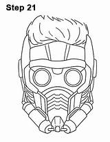 Lord Star Galaxy Starlord Draw Mask Guardians Drawings Drawing Marvel Helmet Sketch Stencil Step Super sketch template
