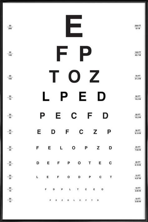 eye chart poster in standard frame juniqe uk