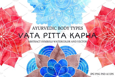 vata pitta kapha ayurvedic doshas decorative illustrations