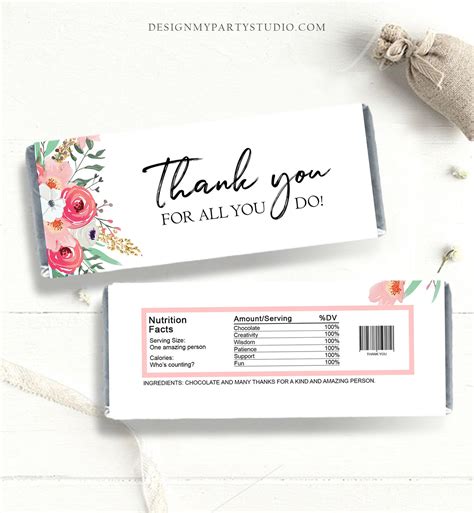 candy bar wrappers printable employee appreciation etsy canada