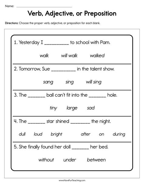 prepositional phrase examples  grade prepositions  place