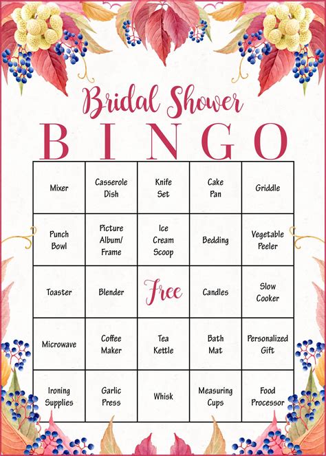 falling  love fall bridal shower game  bridal gift bingo