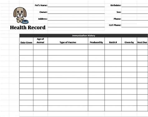 dog health record printable template business psd excel word
