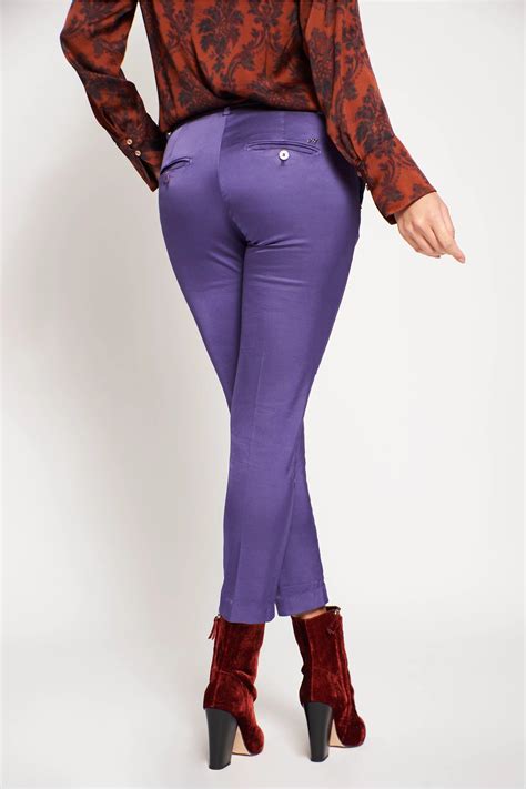 pantalon chino femme satin de coton mod newyorkslim violetgreyvert pantalons chino masons