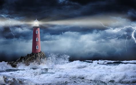 lighthouse  rock  stormy sea janice leagra