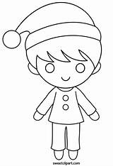 Boy Christmas Coloring Clip Sweetclipart sketch template