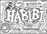 Graffiti Coloring Pages Word Habibi Family Indie Words Cool Aesthetic Turn Into Kids Construction Colouring Arabic Means Book Signs Print sketch template