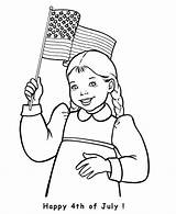 Coloring July Pages Flag Fourth 4th Independence American Kids Usa Print Printable Color Girl Sheets Activities Printables Holidays Waving Holding sketch template
