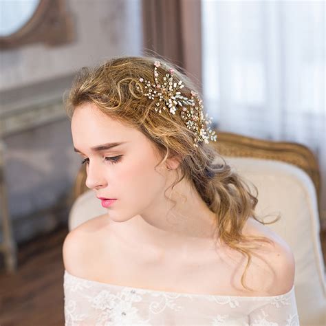 Elegant Pearls Crystal Rhinestone Side Hair Clip Wedding Bridal Party