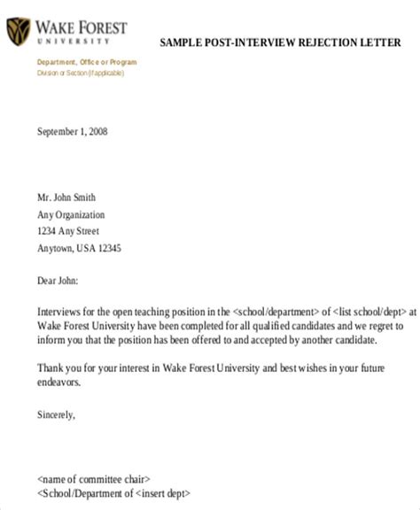 sample formal interview letter templates  ms word