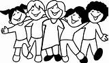 Coloring Friendship Kids Five Friends Pages Happy sketch template