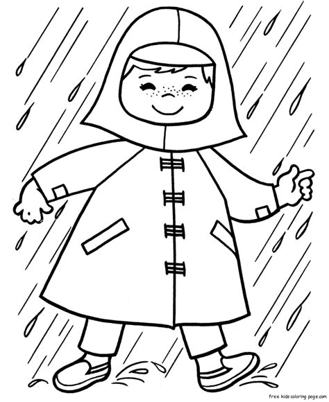 print  spring girl playing  rain coloring pages  kid