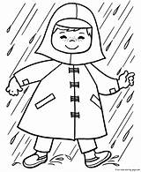 Coloring Spring Rain Pages Playing Girl Print Kids Printable sketch template