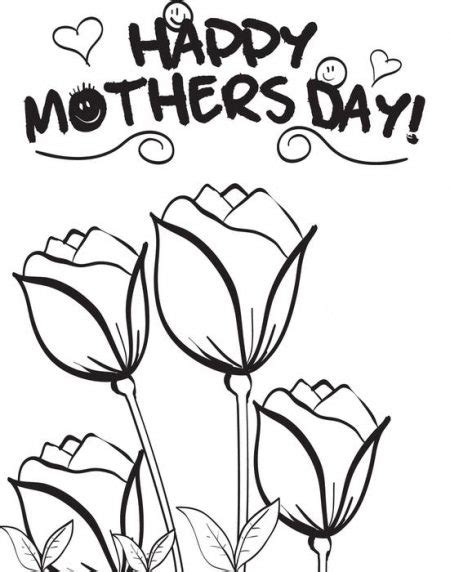 mothers day coloring page roses hearts  smileys faces