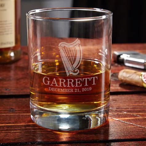 celtic harp personalized whiskey glass