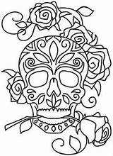 Skull Sugar Dead Stencil Roses Coloring Pages Skulls Dia Tattoo Muertos Los Embroidery Para Urbanthreads Template Hippie Patterns Designs Urban sketch template