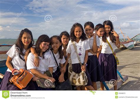 filipino school girls editorial image image of asia 23568870
