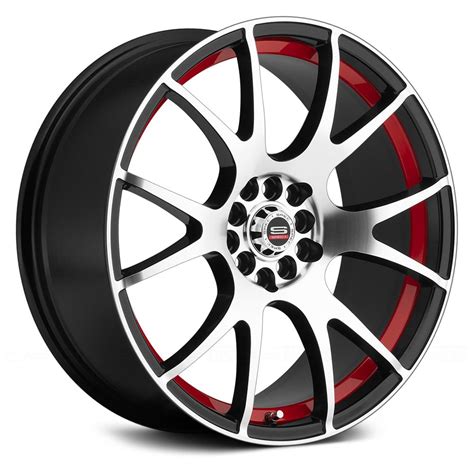 spec  sp  wheels gloss black  machined face  red undercut rims