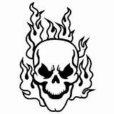 Skull Coloring Pages Skulls Fire Flaming Flames Drawings Drawing Crossbones Pirate Hearts Color Colouring Heart Clipart Sugar Template Printable Bones sketch template