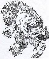 Werewolf Zentangle Gremlins Folk sketch template
