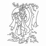 Krishna Coloring Pages Lord Flute Radha Toddlers Wonderful sketch template