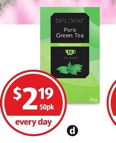diplomat green tea bags pkg offer  aldi