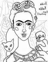 Frida Kahlo Coloring Pages Self Getdrawings Getcolorings Drawing Famous sketch template