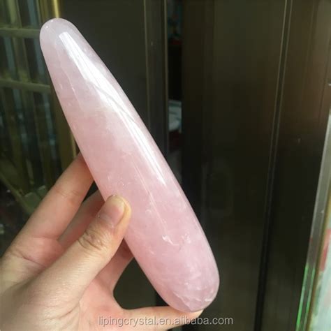 Natural Healing Pink Dildo Rose Quartz Crystal Massage Wand For Women