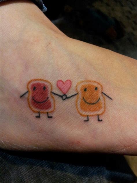 Sister Tattoo On Foot Peanut Butter And Jelly Love It