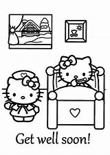 Well Soon Coloring Pages Kitty Hello Printable Better Card Doctor Cat Print sketch template